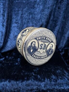 Vintage Metal Advertising Tin - Smith Bros Cough Drops Bristol Ware Canister